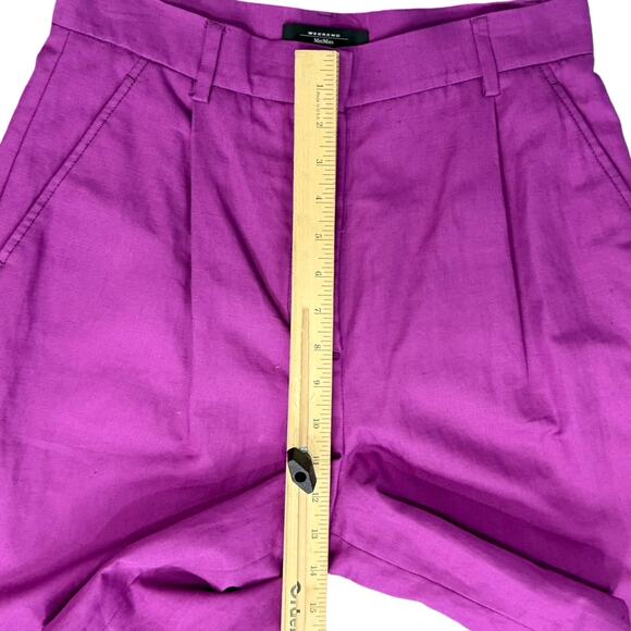 Max Mara Weekend Fuchsia Plum Purple Pleated Linen Blend Bermuda Shorts size 8 - Picture 9 of 9